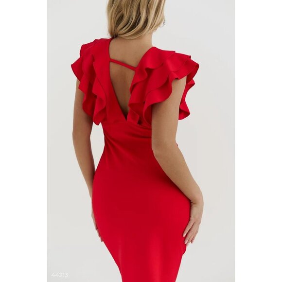 Vibrant Textured Crepe Dress with Frills - Brand New without tag - Picture 3 of 6